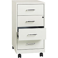 NuSparc Mobile Storage Cabinet 14.2" Width x 18" Depth x 26.5" Height - 4 x Drawer(s) - Letter, Legal - Mobility, Glide Suspension, Anti-tip, Nonporous Surface, Cam Lock, 3/4 Drawer Extension - White - Painted Steel - Recycled (VF418DMWE)