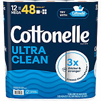 Cottonelle(R) Ultra Clean Toilet Paper, 1-Ply, 284 Sheets, 12 Rolls (55489)