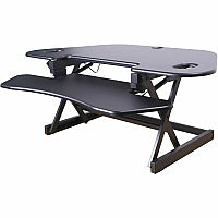 Rocelco CADR-46 Corner Sit-to-Stand Desk Riser 40 lb Load Capacity - 23.20" Height x 45.50" Width - Desk - Black - For Monitor, Notebook, Keyboard - Extendable, Ergonomic, Keyboard Tray, Handle, Grommet, Cable Management, Built-in USB Port, El (RCADRB46A)