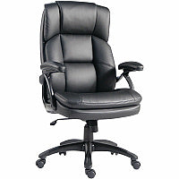 Lorell Black Base High-back Chair PU Leather Seat Material - PU Leather Back Material - High Back - 5-star Base - Black - Leather - Armrest - 1 Each (59435)