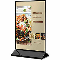 Deflecto Double-Sided Sign Holder w/Base Support 8.50" x 11" Media - Portrait, Vertical - 12.5" Height x 8.8" Width x 2.9" Depth - Plastic, Polystyrene - Clear, Black - Top Loading, Side-loading, Sturdy, Double-sided - 1 Each (4430)