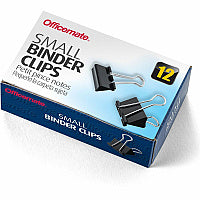 Officemate Binder Clips, Small Small - 0.8" Width - 0.37" Size Capacity - Corrosion Resistant - Black - 12 / Box (99020)