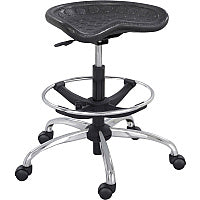 Safco Sitstar Height Adjustable Stool Polyurethane Seat Material - Metal Frame Material - 5-star Base - Black - 1 Each (6660BL)