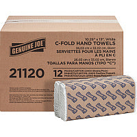 Genuine Joe(R) C-Fold Paper Towels, 1-Ply, White, 2400 Towels 1 Ply - C-fold - 13" Width x 10" Length - White - 200/Pack - 12 / Carton (GJO21120)