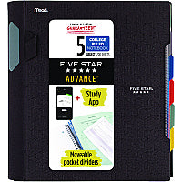 Five Star Advance Wirebound Notebook, Ten Pockets, 5-Subject, Medium/College Rule, Randomly Assorted Cover Color, (200) 11 x 8.5 Sheets (06326)