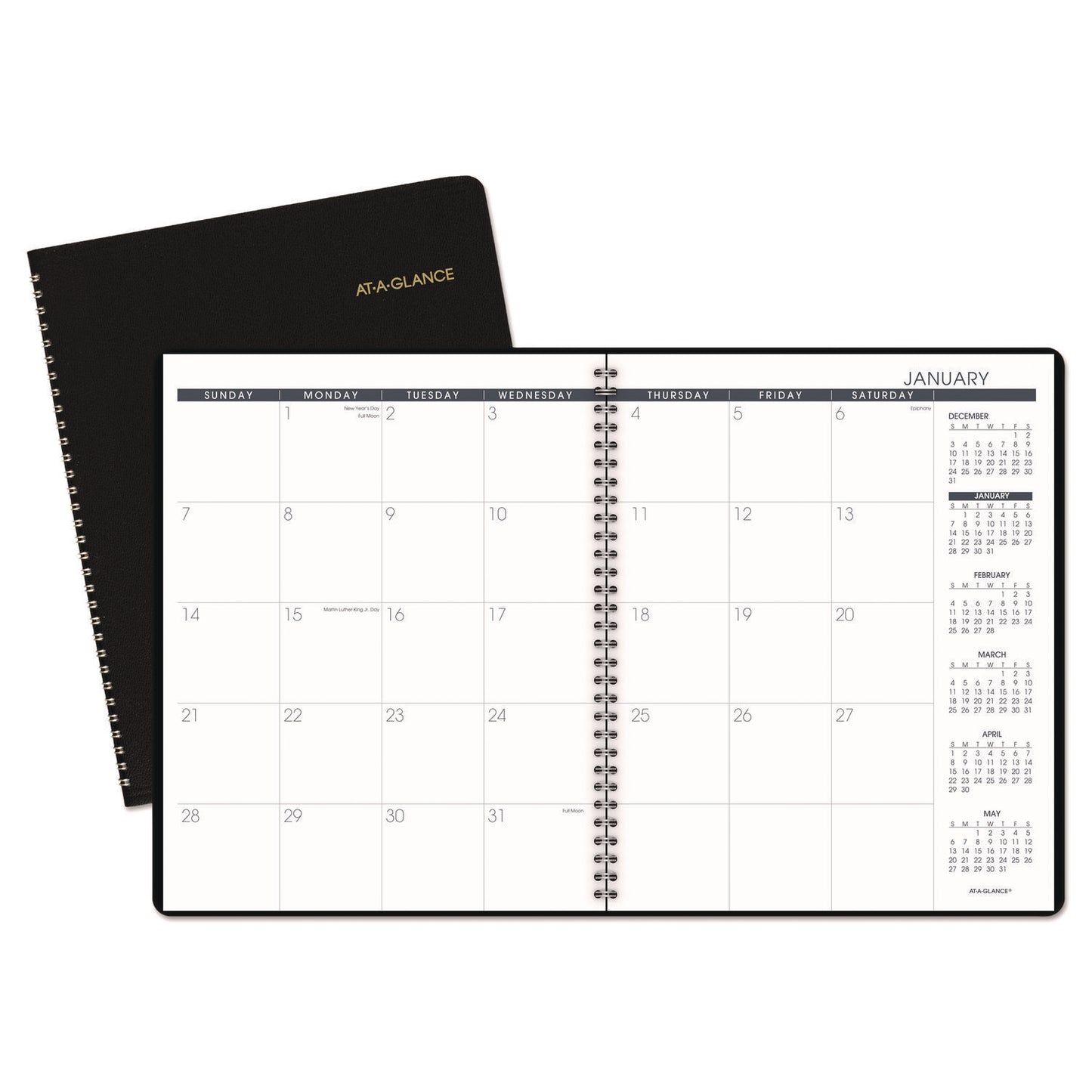 AT-A-GLANCE Monthly Planner, 11 x 9, Black Cover, 15-Month: Jan 2026 to Mar 2027 (7026005)