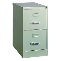 Alera Two-Drawer Economy Vertical File, 2 Letter-Size File Drawers, Light Gray, 15" x 25" x 28.38" (ALEHVF1529LG)