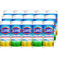 Clorox Disinfecting Wipes, 1-Ply, 7 x 8, Fresh Scent/Citrus Blend, 35/Canister, 3/Pack, 5 Packs/Carton (30112CT)