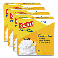 Glad Tall Kitchen Drawstring Trash Bags, 13 gal, 24" x 27.38", Gray, 100 Bags/Box, 4 Boxes/Carton (78526CT)