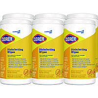 Clorox Disinfecting Wipes, 1-Ply, 7 x 8, Lemon Fresh, White, 75/Canister, 6/Carton (15948CT)