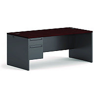 HON 38000 Series Left Pedestal Desk, 72" x 36" x 29.5", Mahogany/Charcoal (38294LNS)