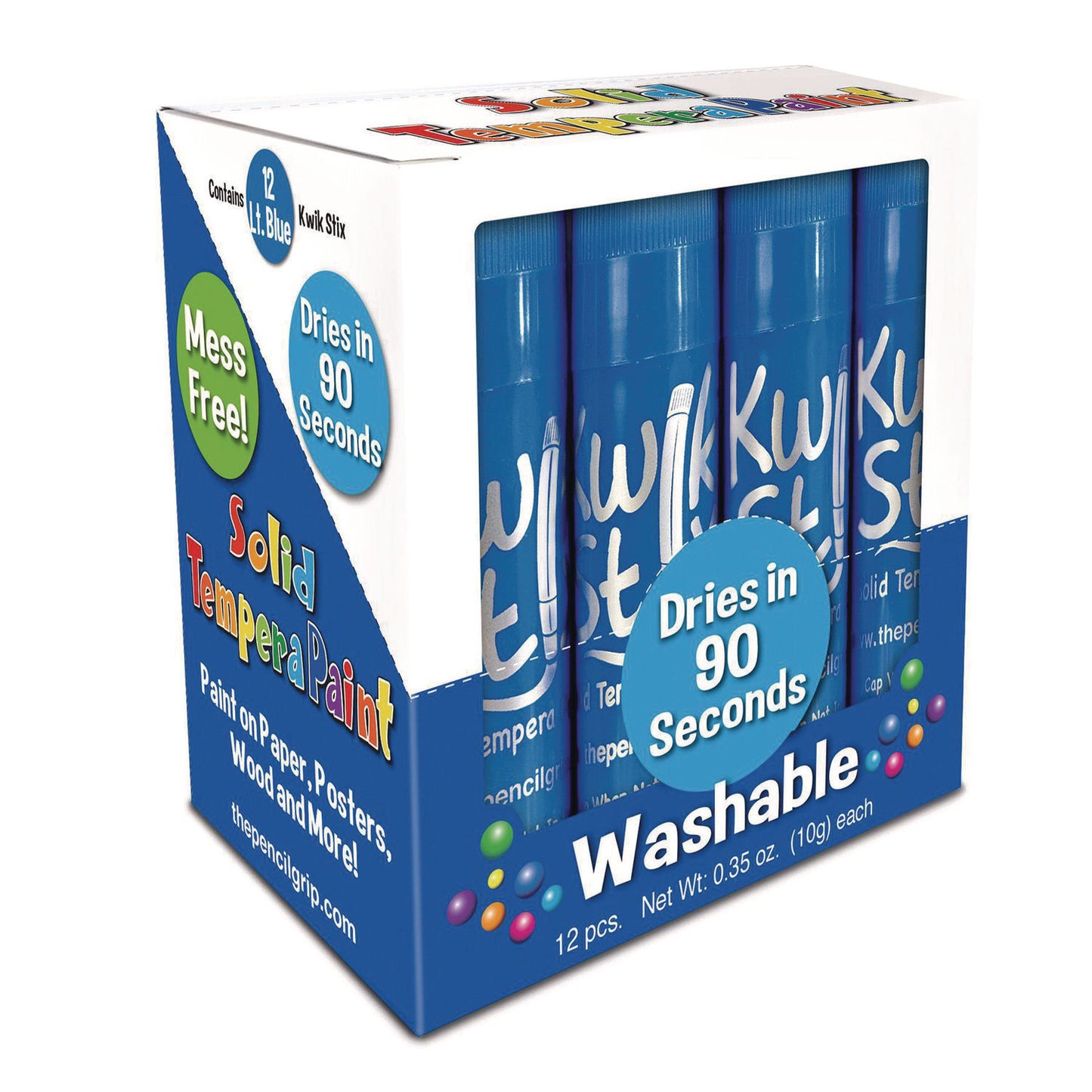 The Pencil Grip Kwik Stix Single Color Pack, 0.7" x 3.5", Light Blue, 12/Pack, 12 Packs/Carton (6007012)