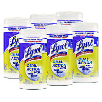 Lysol(R) Dual Action Disinfecting Wipes, 1-Ply, 75 Wipes per Canister, 6 Canisters (81700CT)