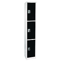 AdirOffice Steel Storage Locker, 3 Compartment, 12 x 12 x 72, Black (I629203BLK)