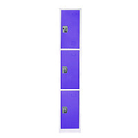 AdirOffice Steel Storage Locker, 3 Compartment, 12 x 12 x 72, Purple (I629203PUR)