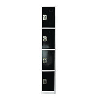 AdirOffice Steel Storage Locker, 4 Compartment, 12 x 12 x 72, Black (I629204BLK)