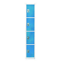 AdirOffice Steel Storage Locker, 4 Compartment, 12 x 12 x 72, Blue (I629204BLU)