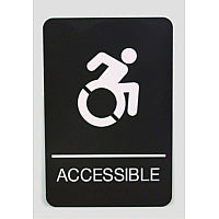 Ada Sign, Accessible, 6 X 9, Black Face, White Graphics