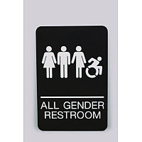 Ada Sign, All Gender Restroom, 6 X 9, Black Face, White Graphics