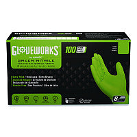 GloveWorks by AMMEX Heavy-Duty Industrial Nitrile Gloves, Powder-Free, XX-Large, 8 mil Thick, 9.5" Long, Green, 100/Box, 10 Boxes/Carton (GWGN49100CT)
