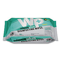 Carlisle WipesPlus Disinfecting Surface Wipes, 1-Ply, 7 x 8, Lemon, White, 80 Wipes/Refill Pack, 12 Packs/Carton (37701)