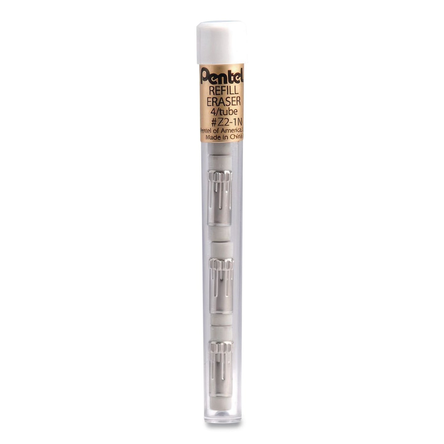 Pentel Eraser Refills for Cushi/EnerGize-X/Gizmo/Hot Shots/Sharp Kerry/Technica-X/Wow! Pencil, White, 4/Pack (Z21N)
