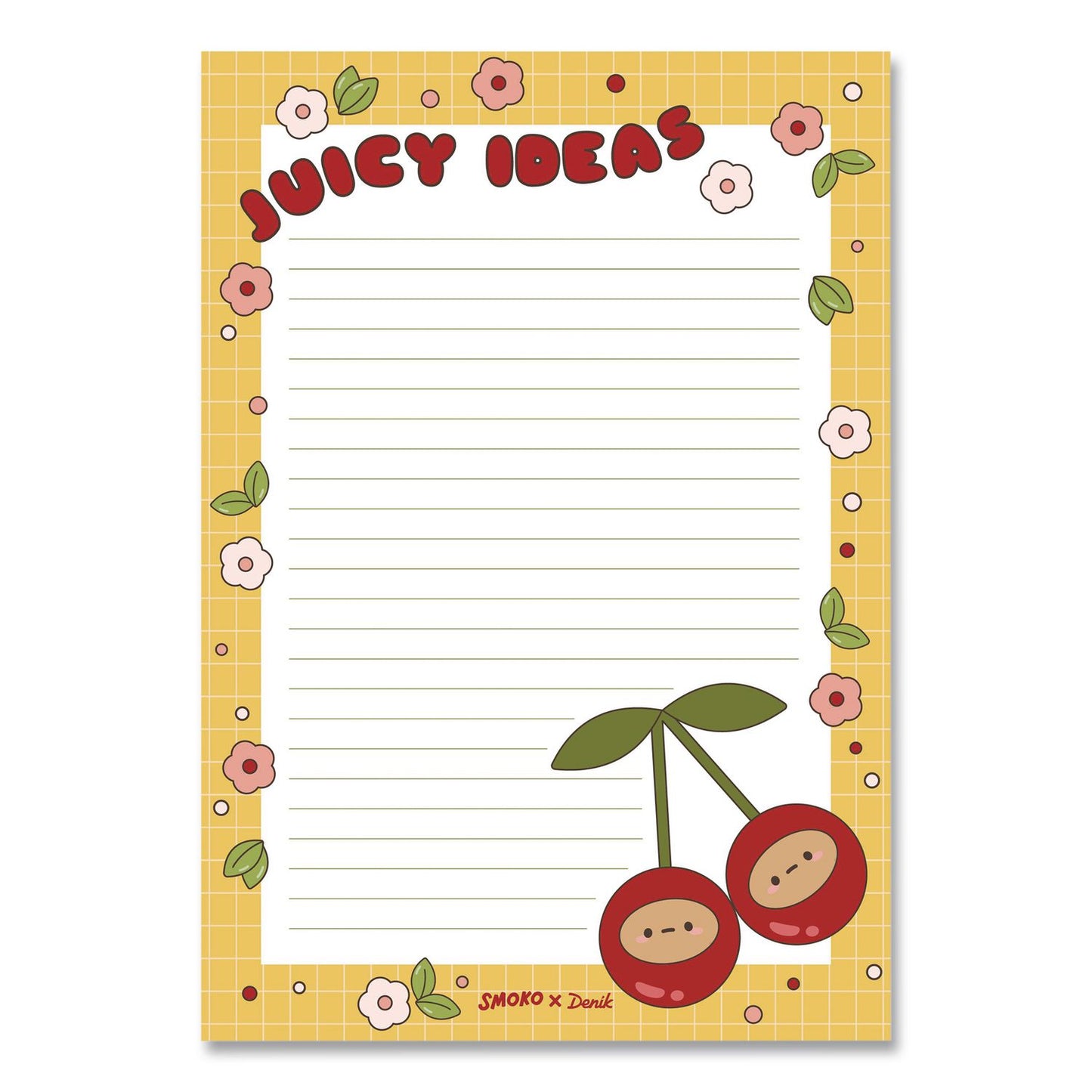 Denik Tayto Cherry Notepad, Ruled, (64) White/Multicolor 5.25 x 8.25 Sheets (NP1911)