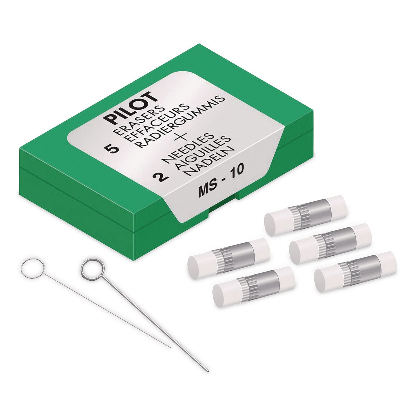 Pilot Dr. Grip Mechanical Pencil Eraser Refill for Pencil Marks, White, 5/Pack (70001)