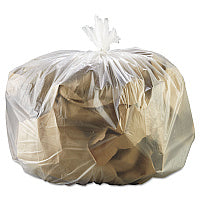 Boardwalk High-Density Can Liners, 33 gal, 13 mic, 33" x 39", Natural, Perforated Roll, 25 Bags/Roll, 10 Rolls/Carton (333916)