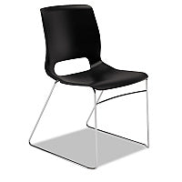 HON Motivate High-Density Stacking Chair, Supports Up to 300 lb, 17.75" Seat Height, Onyx Seat, Black Back, Chrome Base, 4/Carton (MS101ON)