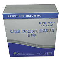 GEN(R) Sani Facial Tissue, 2-Ply, White, 40 Tissue Box, 200 Boxes (GENHSF200402)