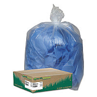 Earthsense Linear Low Density Clear Recycled Can Liners, 60 gal, 1.5 mil, 38" x 58", Clear, 10 Bags/Roll, 10 Rolls/Carton (RNW5815C)