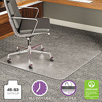 Deflecto ExecuMat All Day Use Chair Mat for High Pile Carpet, 45 x 53, Wide Lipped, Clear (CM17233)