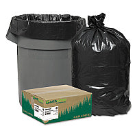 Earthsense Linear Low Density Recycled Can Liners, 60 gal, 2 mil, 38" x 58", Black, 10 Bags/Roll, 10 Rolls/Carton (RNW5820)