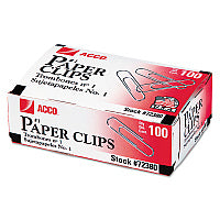 Acco(R) Economy Paper Clip, Steel Wire, No. 1, Silver, 1,000 Paper Clips (72380)