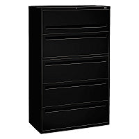 HON Brigade 700 Series Lateral File, 4 Legal/Letter-Size File Drawers, 1 File Shelf, 1 Post Shelf, Black, 42" x 18" x 64.25" (795LP)