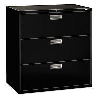 HON Brigade 600 Series Lateral File, 3 Legal/Letter-Size File Drawers, Black, 42" x 18" x 39.13" (693LP)