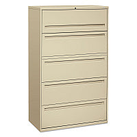 HON Brigade 700 Series Lateral File, 4 Legal/Letter-Size File Drawers, 1 File Shelf, 1 Post Shelf, Putty, 42" x 18" x 64.25" (795LL)