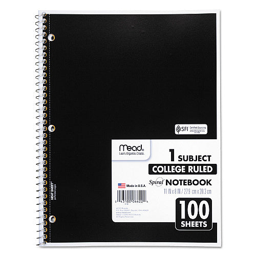Mead Spiral Notebook, 1 Subject, College Rule, Assorted Covers, 11 x 8, 100 Sheets