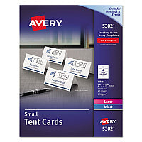 Avery Small Tent Card, White, 2 x 3.5, 4 Cards/Sheet, 40 Sheets/Pack (5302)