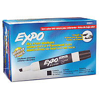 EXPO Low-Odor Dry-Erase Marker, Broad Chisel Tip, Black, Dozen (80001)