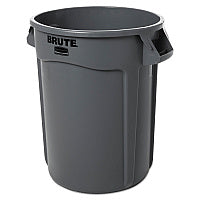 Rubbermaid Commercial Vented Round Brute Container, 32 gal, Plastic, Gray (263200GY)