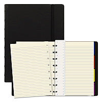 Filofax Notebook, 1-Subject, Medium/College Rule, Black Cover, (112) 8.25 x 5.81 Sheets (B115007U)