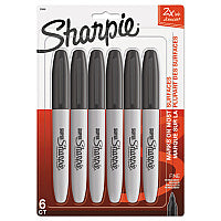Sharpie Super Permanent Marker, Fine Bullet Tip, Black, 6/Pack (33666PP)