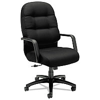 HON Pillow-Soft 2090 Series Executive High-Back Swivel/Tilt Chair, Supports Up to 300 lb, 17" to 21" Seat Height, Black (2091CU10T)
