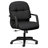 HON Pillow-Soft 2090 Series Managerial Mid-Back Swivel/Tilt Chair, Supports Up to 300 lb, 17" to 21" Seat Height, Black (2092CU10T)