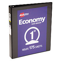Avery Economy View Binder with Round Rings , 3 Rings, 1" Capacity, 11 x 8.5, Black, (5710) (05710)