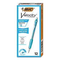 BIC Velocity Original Mechanical Pencil, 0.9 mm, HB (#2), Black Lead, Turquoise Barrel, Dozen (MV11BK)