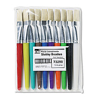 Charles Leonard Stubby Brush Set, Natural Bristle, Flat Profile, 10/Set (73290)