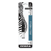 F-Refill for Zebra F-Series Ballpoint Pens, Medium Conical Tip, Black Ink, 2/Pack (85412)